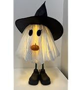 fesopial Halloween Mop Head Ornament Set of 2 Tall Spooky Ghostly Rag Doll Style Decor for Table ...