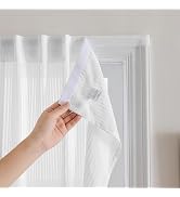 Sovtfides 2 Panels White Kitchen Curtains 41 Inch Length Tier Curtain,Self Adhesive & Rod Pocket ...