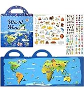 ASTARON 88 Pcs World Map Puffy Sticker Book for Kids Toddlers Reusable Ocean Animals Jelly Sticke...