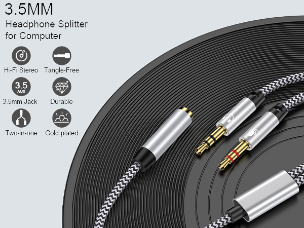 audio splitter headphone splitter aux splitter 1 in 2 out splitter headphone jack trs to adapter