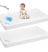 BEDLORE Waterproof Mattress Protector Crib, 2 Pack Soft Mattress Pad, Noiseless Machine Washable ...
