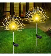 Solar Garden Lights Outdoor-2 Pack 120 LED Solar Powered Firework Stake Lights Waterproof Sparkle...