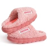 Slippers for Women,Fuzzy Memory Foam Slippers Letter Plush Lightweight Warm Slip On Home Slippers...