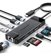 Lemorele USB C Hub Multiport Adapter 10-in-1 USB C Dongle for MacBook Pro Air, Gigabit Ethernet w...