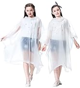 RUISHYY Rain Poncho for Kids (2 Pack), Reusable EVA Children Raincoat Ponchos Rain Jacket with Ho...