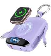 citicr Portable Charger 10000mAh w/Built-in Cables & iWatch Charger Purple | Fast charging, Built...