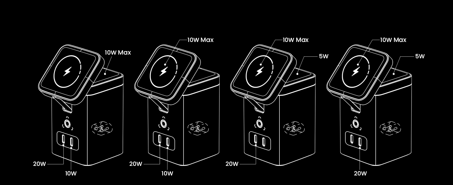 PISEN 4-in-1 Wireless Charging Station