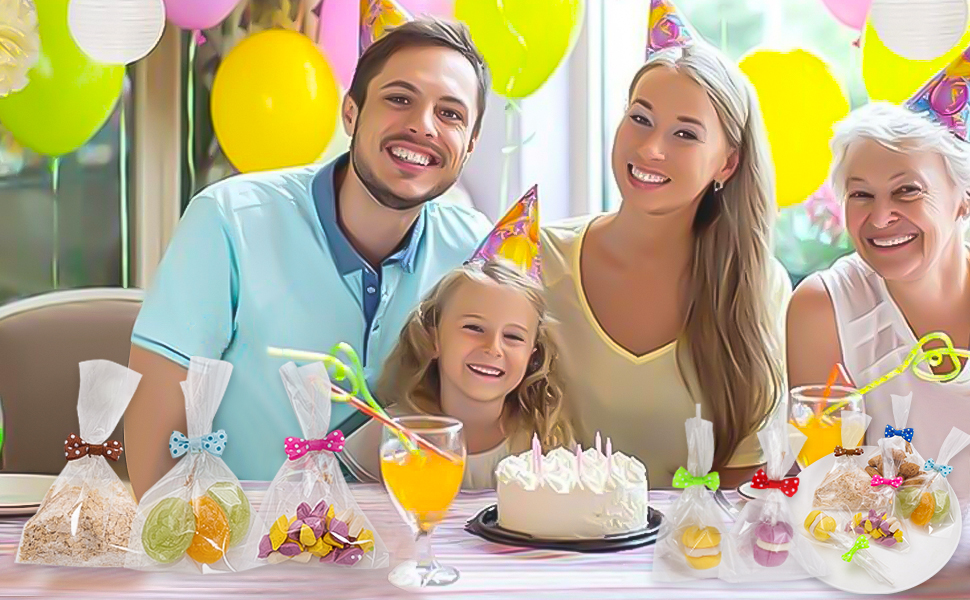 Cake Pop Sticks and Wrappers Kit, Lollipop Sticks Cake Pop Bags with Metallic Twist Ties Bow