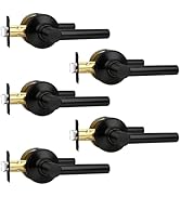 Brotima 5 Pack Passage Black Door Handles, Matte Black Keyless Door Lever Non-Locking Lever Set I...