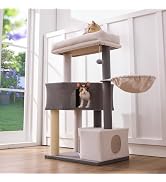 Gardner Pet 41" Cat Tree with Sisal Posts & Removable Top Perch, Corduroy | Multi-Layer Solid Woo...