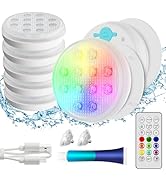 QOLNBY Pool Lights, Rechargeable Submersible LED Lights, IP68 Waterproof Underwater Light, 16 Col...