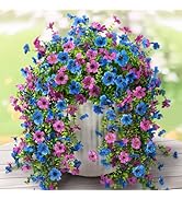 ZFProcess Artificial Hanging Flowers Plants for Outdoor Fall Decoration, 2PCS Faux Silk Daisy UV ...