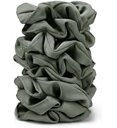 Satin Scrunchies for Women – 8PCS Green Silk Hair Ties – No Crease, Frizz-Free, Gentle Elastic Ha...