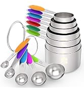 Wildone Measuring Cups and Spoons Set of 12, Premium Stainless Steel Measuring Cups & Measuring S...