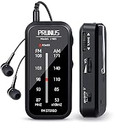 Pocket Radio Mini AM FM Stereo Radio Portable Battery Operated Radio, Includes Headphones, with B...