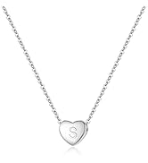 BriLove Personalized 925 Sterling Silver Dainty Small Tiny Initial Heart Pendant Choker Necklace ...
