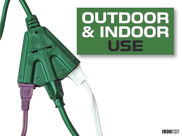 Green Extension Cord with 3 Electrical Power Outlets