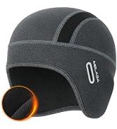 Thermal Fleece Skull Cap Beanie with Glasses Holes, Ear Warmer Helmet Liner, Winter Cycling Hat B...