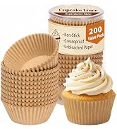 KORCCI 200 Premium Cupcake & Muffin Liners – Unbleached Parchment Paper, Greaseproof & Non-Stick ...