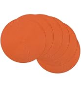 SHACOS Round Placemats Set of 6 Polyester 15 inch Round Braided Place Mats Washable Non Slip Kitc...