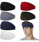ONUPGO Headbands for Men, 6 Pack Mens Headband Sports Sweatbands, Moisture Wicking Hair Bands for...