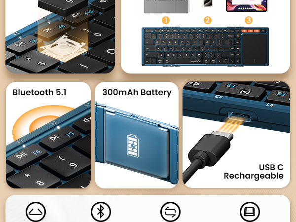XK01 TP folding keyboard with touchpad