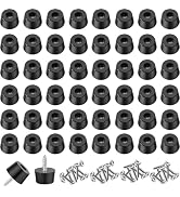 smseace 100PCS Black Rubber Feet Pad, 0.43" H x 0.75" D, Built-in Stainless Steel Gasket and Scre...