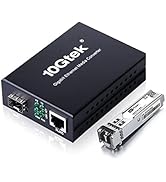 Fiber to Ethernet Media Converter, Gigabit Multimode SFP LC Converter, 1000Base-SX to 10/100/1000...