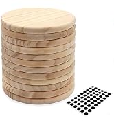 12 PCS Unfinished Round Wood Coasters, SIJDIEE 4 Inch Blank Wooden Coaster Crafts with Non-Slip S...
