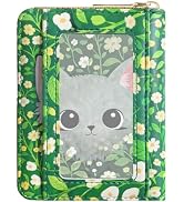 Sunwel Fashion Cat in Bloom Wallet for Women Girls | 8 Card Slots, Zip Around, Bifold Wallet, Coi...