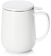 Sweese 204.101 Porcelain Tea Mug with Infuser and Lid, 20 OZ, White