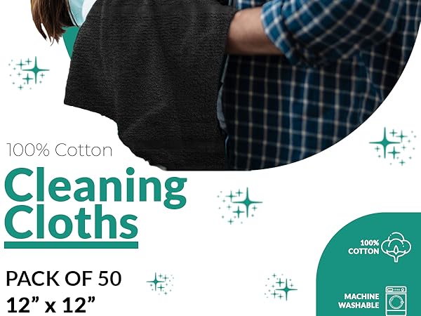 ZUPERIA cleaning cloths, 100% Cotton terry cleaning towels, highly absorbent, home and office use