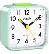 Azxb Analog Alarm Clock, Silent No Ticking Travel Alarm Clock with Night Light, Snooze, Battery O...