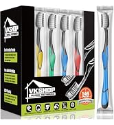 VKshop 144 Pack Cheap Travel Toothbrushes and Soft Carbon Toothbrush, Reusable Travel Toothbrushe...