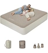 Drop Stitch California King Air Mattress with Rechargeable Built in Pump & Washable Mattress Prot...