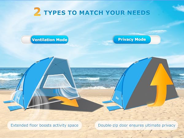 beach sun shelter with extended floor