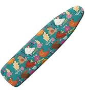 doginthehole Rooster Print Iron Board Cover with Elastic Edge Floral Chicken Tabletop Ironing Boa...