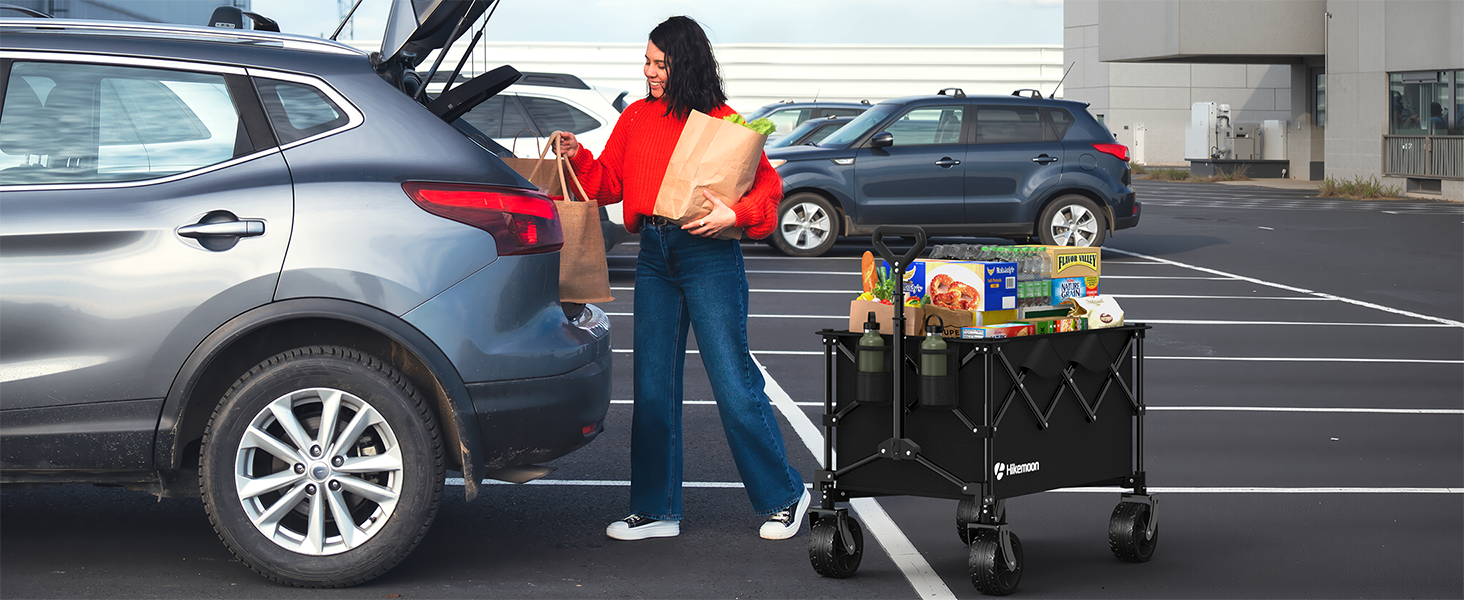 Hikemoon utility shopping grocery collapsible folding wagon cart