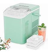 KMFurnila Ice Makers Countertop, Portable Ice Machine with Handle, 6 Mins 9 Bullet Ice Cubes with...