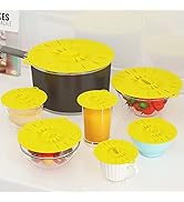 7 Pack Silicone Lids, Microwave Splatter Cover, 5 Sizes Reusable Heat Resistant Food Suction Lids...