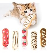 5Pcs Eclair Catnip Toys, Plush Interactive Cat Toy Set for Indoor Cats | Soft Dessert-shaped Plus...