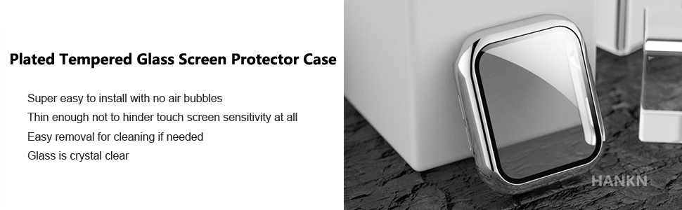 44mm 40mm Plated Tempered Glass Screen Protector Case Apple Watch Series SE 6 5 4 3 2 1 38mm 42mm