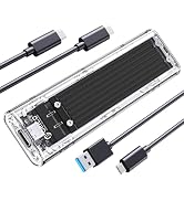 ORICO M.2 NVMe SSD Enclosure, USB 3.2 Gen 2 (10 Gbps), Transparent External Solid State Drive Ada...