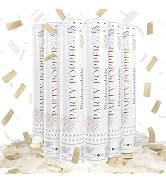 White Mix Gold Rice Confetti Cannon,6Pack Biodegradable Mulitcolor Confetti Poppers Party Shooter...