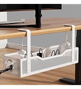 Under Desk Cable Management Large, Cinati 16" Cable Management Box for Table Thickness up to 3", ...