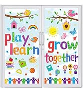 JarThenaAMCS Grow Together Window Clings Play Learn Window Stickers Colorful Motivational Double ...
