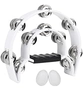 Tambourine Musical Instrument for Adults Church - 10 Inch Half Moon Tambourines with Egg Shakers ...