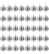 Suwimut 40 Pack Mirror Disco Ball, 2 Inch Silver Hanging Disco Light Mirror Ball with Attached St...