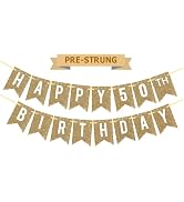 Pre-Strung Gold Happy 50th Birthday Banner Decorations,12 ft No DIY Gold Glitter 50th Birthday Pa...