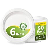 Tikxlafe Disposable Compostable Paper Plates, Biodegradable Heavy Duty White Plates, Eco-Friendly...